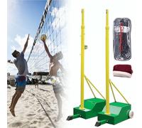 Pali da badminton con telaio a rete, supporto resistente per pallavolo con 2 reti, altezza regolabile, uso interno/esterno, per adulti e scuole