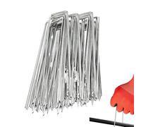 Pali da giardino | 50 pezzi pesanti a forma di U per uso intensivo, perni per tenda robusti zincati da 15 cm, adatti per terreno, giardino, prato, paesaggio, tenda, vela,