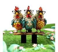 Pali da giardino con gallo - Figura galletto in acrilico 2D stile cartone animato, decorazione decorativa per prato cortile e esterno