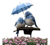 Pali da Giardino Decorativi - Supporto in Acrilico 2D da Inserire nel Terreno | Uccellino Blu Resistente Alle Intemperie Con Ombrello Per Prato Terrazzo Cortile Sentiero