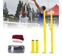 Pali da pallavolo/badminton con rete, rete da pallavolo con pali regolabili in altezza, inseriti a terra, per interni ed esterni, scuola, stadio, adulti e bambini
