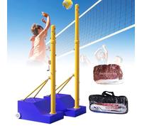 Pali Da Pallavolo Con Rete Da Pallavolo E Badminton, Sistema Regolabile In Altezza Da 1,55 A 2,10 M, Base Con Ruote, Set Sportivo 2 In 1 Per Giardino, Esterno E Tempo Libero