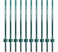 Pali da Recinzione in Metallo 91cm-215cm, Confezione da 10, Pali a U Robusti Senza Scavo per Reti Metalliche, Pali in Acciaio per Giardino e Esterni(121cm)