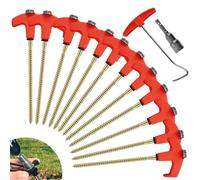 Pali da terra per teloni, pali da esterni, fluorescenti, stabili, con filettatura esagonale, set di per irrigazione di piante da spiaggia, serra, tappeto erboso artificiale, baldacchino