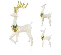 Pali decorativi di Natale - 3 pezzi Reindeer luminoso a LED resistente alle intemperie, pali per esterni festivi per famiglia, casa, prato per vacanze, giardino, percorso notturno | Esposizione del