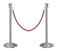 Pali di controllo coda in acciaio inox da 99,8 cm, con corde da 1,5 m, resistenti barriere per la gestione della folla, confezione da 2 montanti argentati per eventi e luoghi