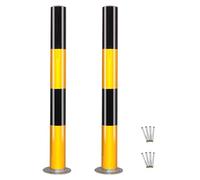 Pali di delimitazione per viali d'accesso, Bollard Post Steel Parking Posts for Driveways and Lots in Red and Black 1/2/4/6/8 Pcs(Black,2pcs)