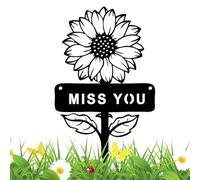 Pali di girasole per cortile | Paletto da giardino in metallo con parole "Miss You" | Fioriera artistica da giardino con paletti decorativi primaverili, metallo per cortili all'aperto