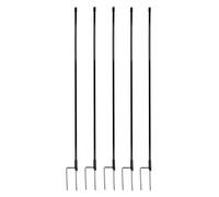 horizont StrongLine, pali in fibra di vetro, 110 cm, altezza 120 cm, 5 pezzi - 13 mm di diametro, con doppia punta, nero, pali di recinzione, pali di ricambio per recinzione di pollame (5, nero, 110