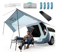 Pali inclusi tenda per portellone posteriore SUV con tenda parasole a tre lati e zanzariera a trasmissione, tenda da campeggio per auto a prova di sole, tenda universale per SUV, antivento, tenda da