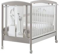 Pali Lettino Neonato Legno con Ruote e Cassettone colore Bianco e Grigio - Savana