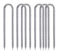 Pali per cemento armato, 30,5 cm, zincati, gancio a U, confezione da 6 picchetti resistenti per piante, antiruggine, in tessuto, tappeto erboso artificiale