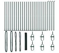 Pali per recinzione in acciaio verde, 50 x 1,2 m, con griglia da 13 mm, set per giardino e terrazza, robusti pali rettangolari per ringhiera per esterni sicuri