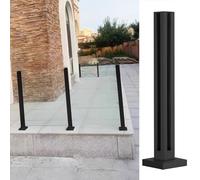 Pali per ringhiera in vetro nero per terrazze esterne, pali per balaustra in cristallo resistente, con base e viti, moderna barriera in vetro per terrazze e giardini