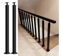 Pali per ringhiera per scale quadrate regolabili, staffe per corrimano in metallo nero a 270°, con supporto a base piatta e kit di viti per la sicurezza delle scale interne
