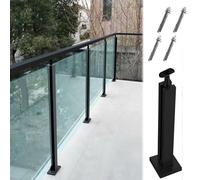 Pali per ringhiere in vetro nero ad alta resistenza per ponti e scale, sistema di morsetti durevoli con supporti finali, centrali e angolari, migliora la tua esperienza di ringhiera in vetro!