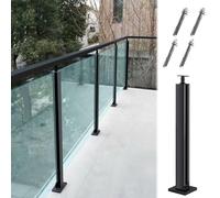 Pali per ringhiere in vetro nero resistenti per ponti e scale, sistema a morsetto durevole con opzioni finali, centrali e angolari, compatibili con ILS, elegante supporto per pannelli in vetro