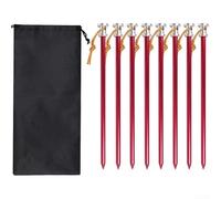 Pali per tenda in lega di alluminio, 8 pezzi, 23 cm, design a testa piatta per una penetrazione controllata in profondità per sabbia, fango, erba e terreni esterni compattati (rosso)