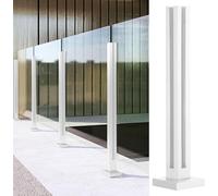 Pali Quadrati della Ringhiera di Vetro della Balaustra del Metallo, Colonne del Morsetto della Ringhiera di Vetro Bianco con Le Fessure del Rubinetto E La Base, White - Corner Post, H-85cm/33.5
