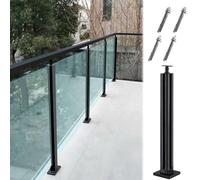 Pali ringhiera in vetro nero ad alta resistenza per ponti e scale Sistema di morsetto regolabile Supporti finali/medio/angolari durevoli Aggiungere capacità corrimano Design moderno del pannello di
