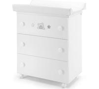 Pali Teo - Fasciatoio Neonato con Cassettiera e Vaschetta bagnetto Estraibile colore Bianco Grigio