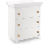 Pali WIN 3 - Fasciatoio neonato con Cassettiera in legno colore Bianco