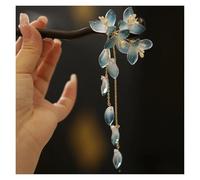 Palillos Para El Pelo 2 forcine for capelli fatte a mano con fiori di orchidea e nappa, in legno vintage, for gioielli da donna(Color-06)
