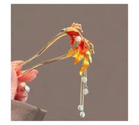 Palillos Para El Pelo 2 pezzi di bastoncini for capelli a forma di U con pesce rosso, for donne, con nappe, perline, forcine for capelli, accessori for gioielli da sposa con glitter.