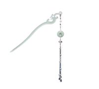 Palillos Para El Pelo 2 pezzi di bastoncini for capelli con acido acetico bianco/verde, forcine eleganti, stile retrò, con ciondolo a catena, gioielli for capelli da donna(Color-08)
