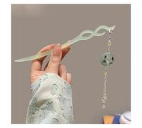 Palillos Para El Pelo 2 pezzi di bastoncini for capelli in legno vintage for donne e ragazze, con nappa a forma di luna, fermaglio for capelli, gioielli e copricapo(Color-04)