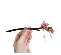 Palillos Para El Pelo 2 pezzi di forcine for capelli da donna in legno con nappa a forma di fiore di loto, fatte a mano, in stile antico