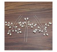 Palillos Para El Pelo Forcina for capelli da sposa in perle color oro e argento, fatta a mano, semplice, for donne, for feste di nozze, carina(3 pieces silver)