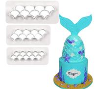 Palksky - Stampino per biscotti a forma di sirena, motivo geometrico, multicolore