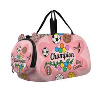 Palla Big Game Rosa Motivo Floreale Bambini Carino Borsa da Palestra con Scomparto Scarpe Grande Capacità Borsa Da Pernottamento per Scuola Pratica, Sport, Viaggi