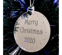 Palla 'Buon Natale E Anno' Decorazione Incisa Per Albero Di Natale Specchiata