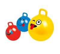 Palla Cavalcabile per Saltare con Maniglia per Bambini Ø55x65 cm con Emoticon Rosso o Giallo o Blu