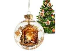 Palla Con Ornamenti Per Presepe Di Natale - Ornamenti Per Albero Di Natale Con Presepe 3D | Pendenti Decorativi Di Gesù Religioso 3D Decorazioni Cristiane Per La Casa, La Chiesa, Il Nuovo Anno (B)