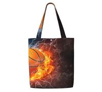Palla da basket in fiamme e acqua,Borse della spesa riutilizzabili, borse per la spesa, borsa a tracolla in tela di grande capacità