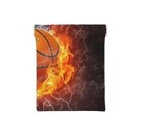 Palla da basket su fuoco e acqua, Spremere il portafoglio superiore da donna Borsa portaoggetti Piccola portamonete Portamonete