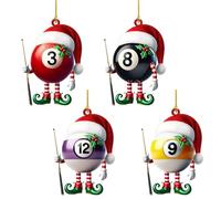 Palla da biliardo, ornamento natalizio da appendere in acrilico 2D, palla da biliardo per albero di Natale, ciondolo sportivo personalizzato per giocatore di biliardo