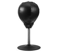Palla da Boxe e Supporto a Molla da Tavolo con Ventosa Grande | Pvc Nero, Accessori Inclusi Pompa Aria, Base a Ventosa, Struttura a Molla Stile Casuale