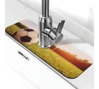 Palla da calcio su un campo Rubinetto Tappetino per lavello da cucina Splash Guard 14,9 x 38,1 cm Diatomite Tappetino ad asciugatura rapida Vassoio per lavello Rubinetto Super assorbente Rubinetto a