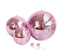 Palla Da Discoteca 1 sfera a specchio riflettente rosa, grande 10-20 cm, perfetta per feste in discoteca, San Valentino e varie decorazioni festive(20cm)