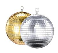 Palla da Discoteca 2 pezzi di vetro dorato specchio da discoteca palla festa decorativa riflettente luminosa effetto illuminazione palco for club danza DJ(1*Gold and 1*Silver)