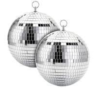Palla da Discoteca 2 pezzi di vetro dorato specchio da discoteca palla festa decorativa riflettente luminosa effetto illuminazione palco for club danza DJ(2*Silver)