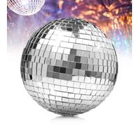 Palla da Discoteca, 20 cm, Sfera specchiata, Palla a Specchio, Specchio Palla da Discoteca, Sfere da Discoteca a Specchio, per Feste, Matrimoni, Alberi di Natale, Argento