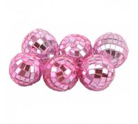 Palla Da Discoteca 3 cm 6 pezzi Palline a specchio for feste luminose di Natale Laser riflettenti in vetro Discoteca Albero Decorazione for la casa Ornamenti(Pink)
