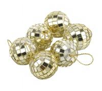 Palla da Discoteca 3 cm 6 pezzi Palline a specchio for feste Palline luminose di Natale Laser riflettenti in vetro Discoteca Albero di Natale Decorazione for la casa Ornamenti(Gold)