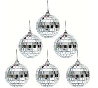 Palla Da Discoteca 6 pezzi - Sfera riflettente in vetro a specchio, decorazione for torta laser, festa, matrimonio, Natale(3cm)