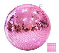 Palla da discoteca a specchio da 30,5 cm con anello per appenderla, decorazione rosa da discoteca con 20 specchi di ricambio per DJ Club, feste, matrimoni, decorazioni per la casa, palcoscenico dal